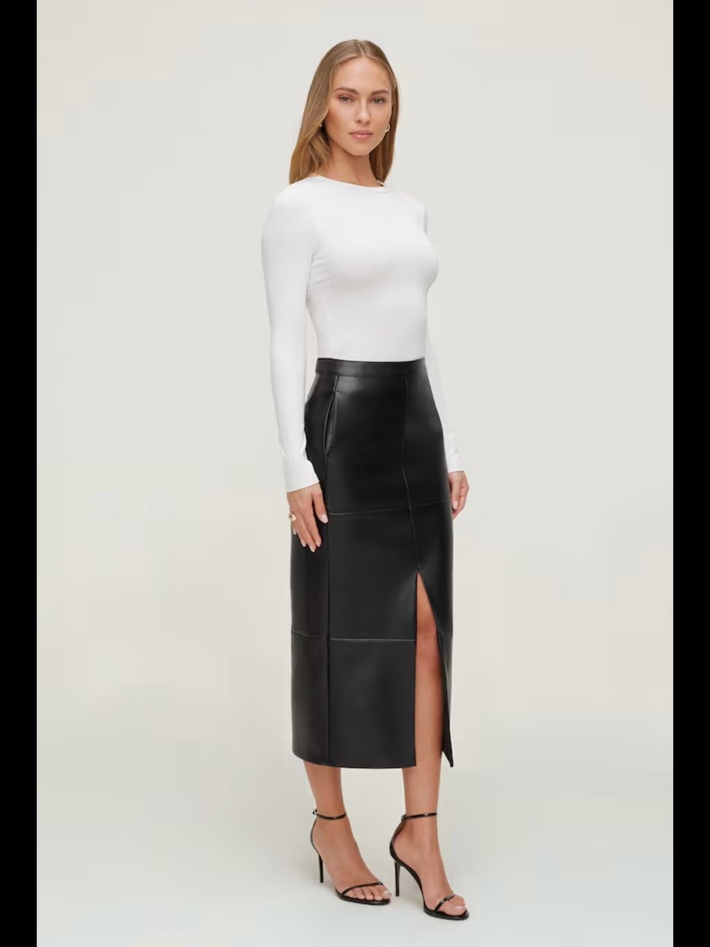 🖤 New With Tags – Dynamite Faux Leather Midi Skirt- Size Medium-with split